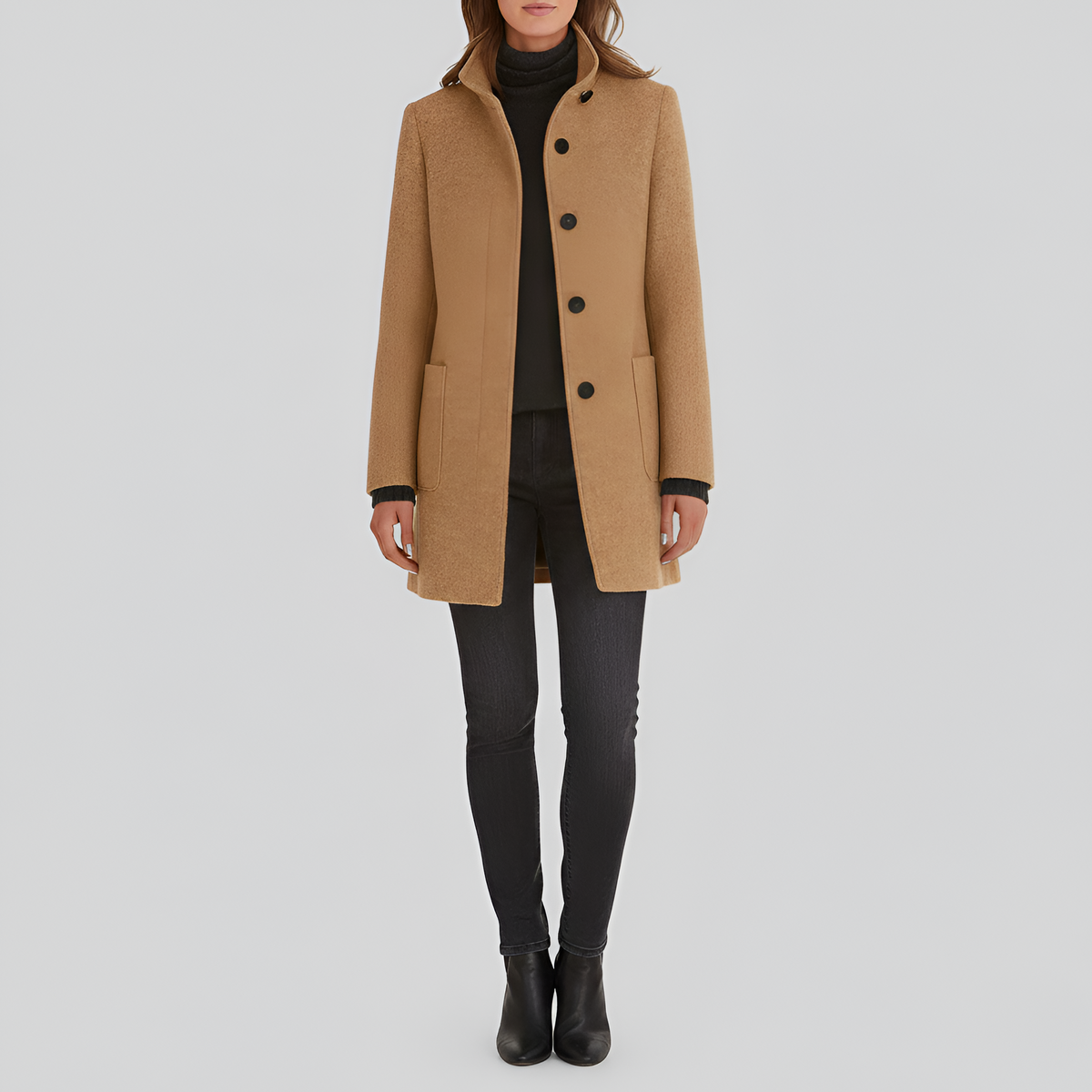 Elivisine | Structured Wool Coat with High Collar