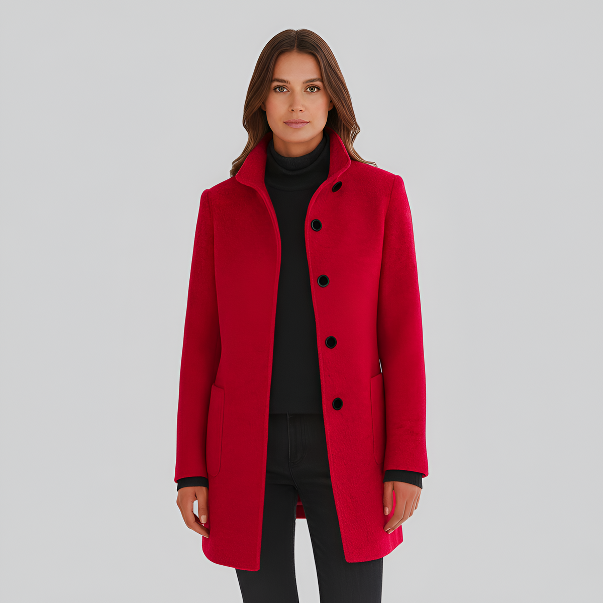 Elivisine | Structured Wool Coat with High Collar