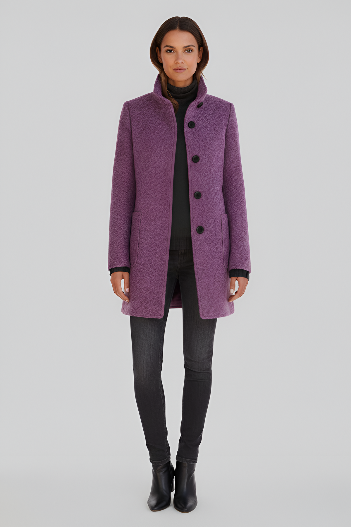 Elivisine | Structured Wool Coat with High Collar