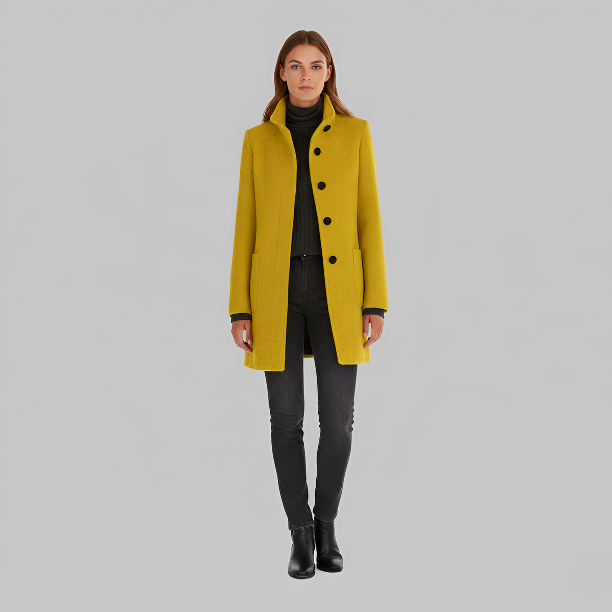Elivisine | Structured Wool Coat with High Collar