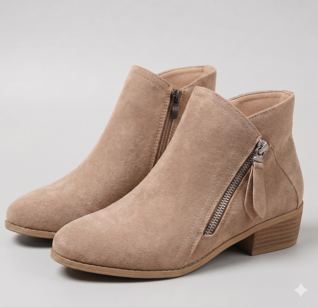Arely | Suede Style Ankle Boots With Side Zipper