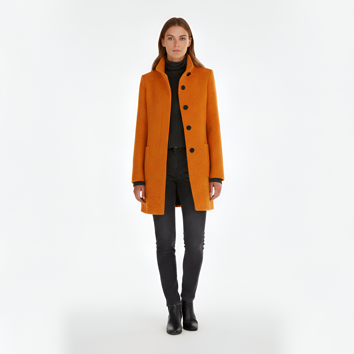 Elivisine | Structured Wool Coat with High Collar