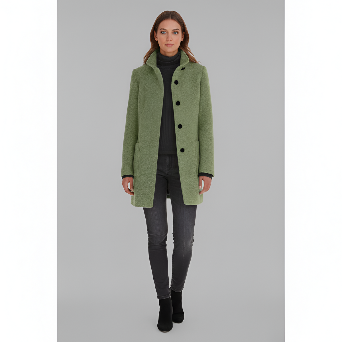 Elivisine | Structured Wool Coat with High Collar