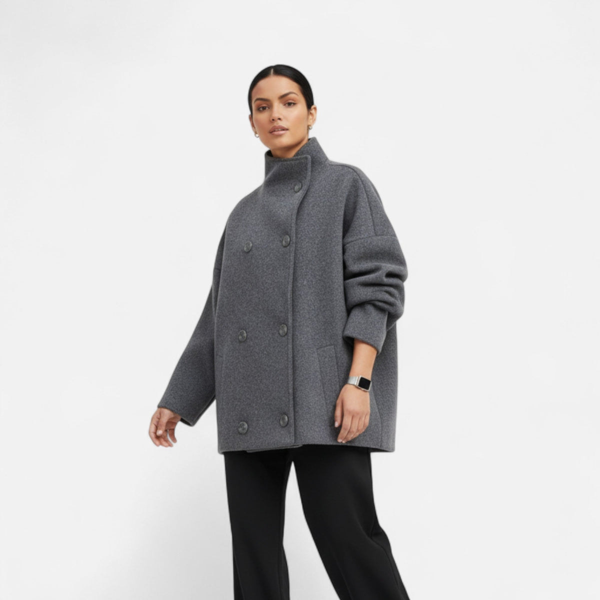 Eveliya | Chic Structured Short Coat with Double Buttons