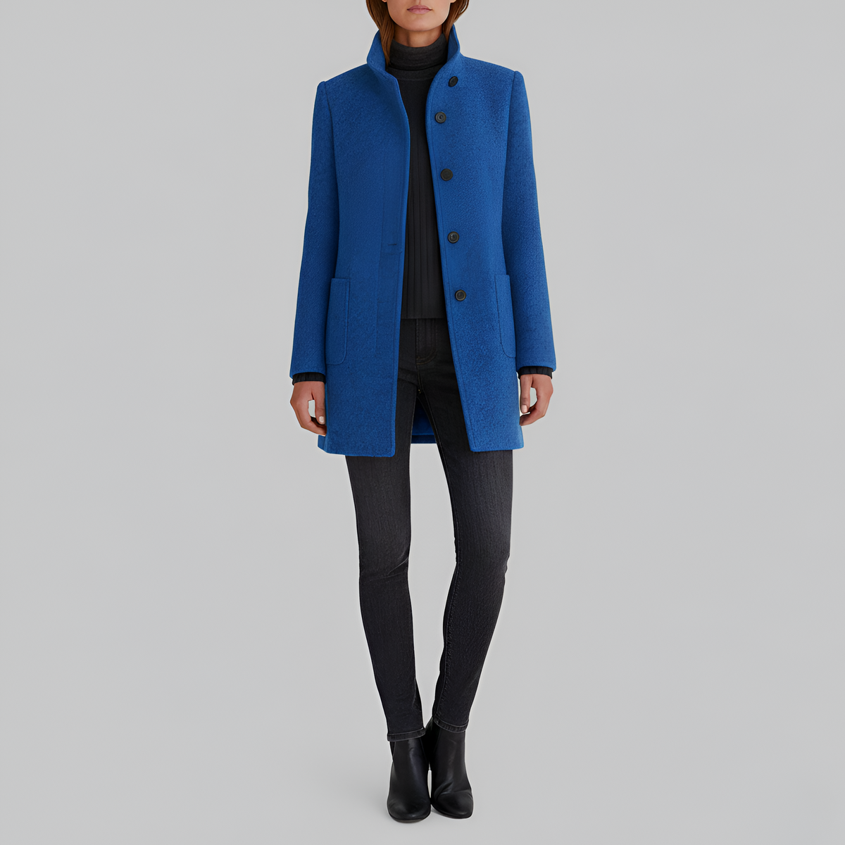 Elivisine | Structured Wool Coat with High Collar