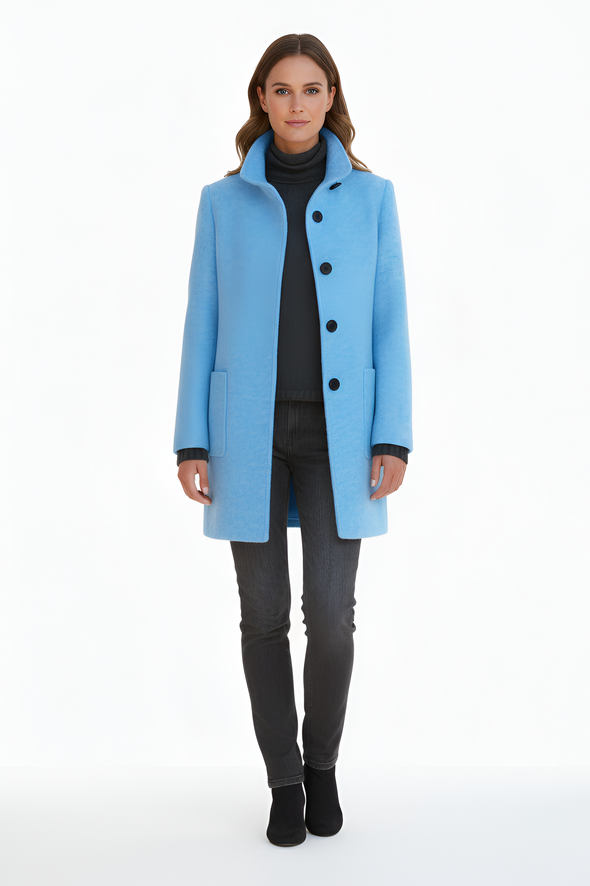 Elivisine | Structured Wool Coat with High Collar