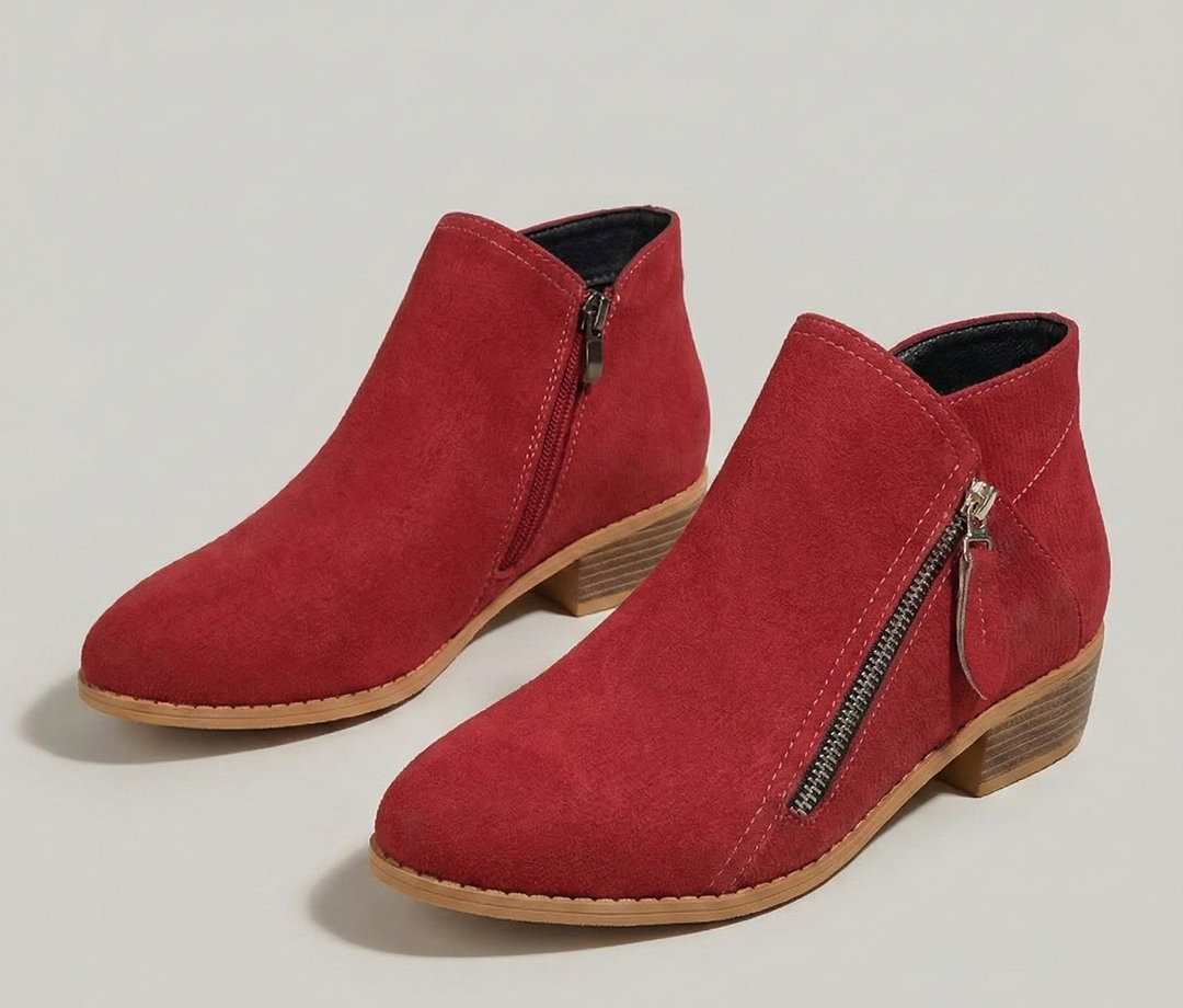 Arely | Suede Style Ankle Boots With Side Zipper
