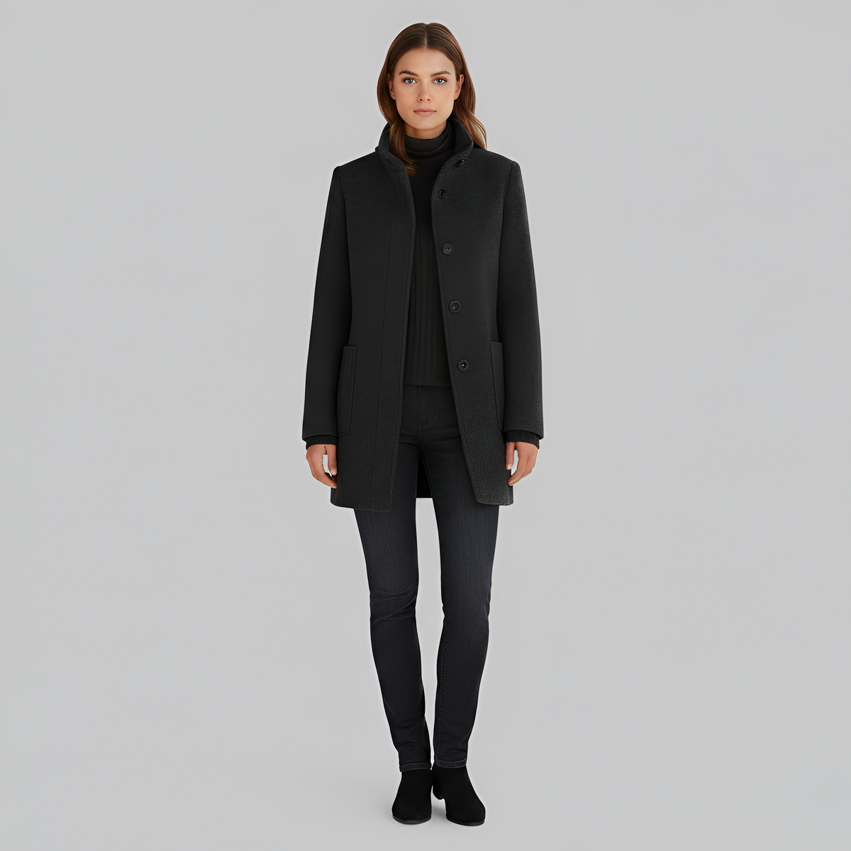 Elivisine | Structured Wool Coat with High Collar