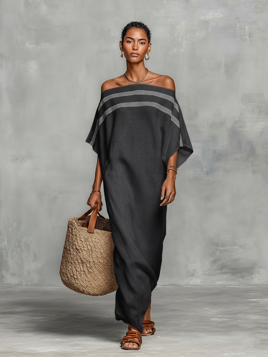 Vilina | Off Shoulder Striped Maxi Dress