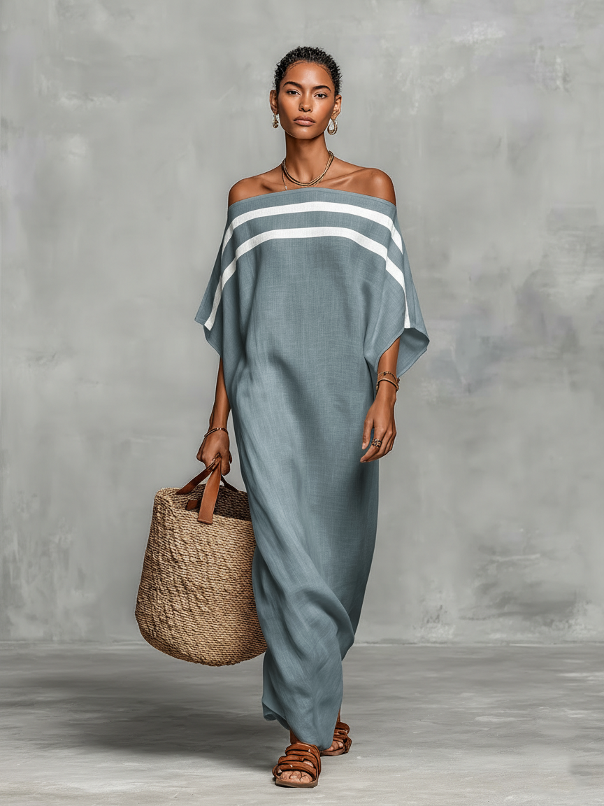 Vilina | Off Shoulder Striped Maxi Dress
