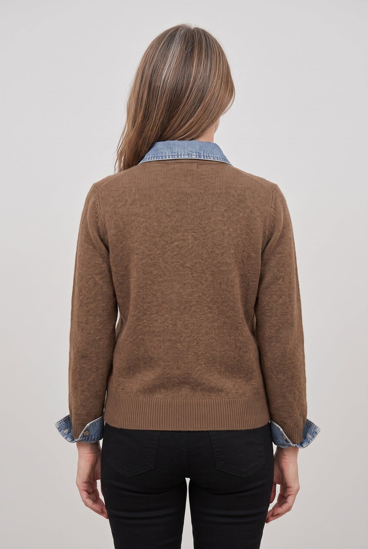 Renee | Cardigan With Denim Style Collar and Cuffs
