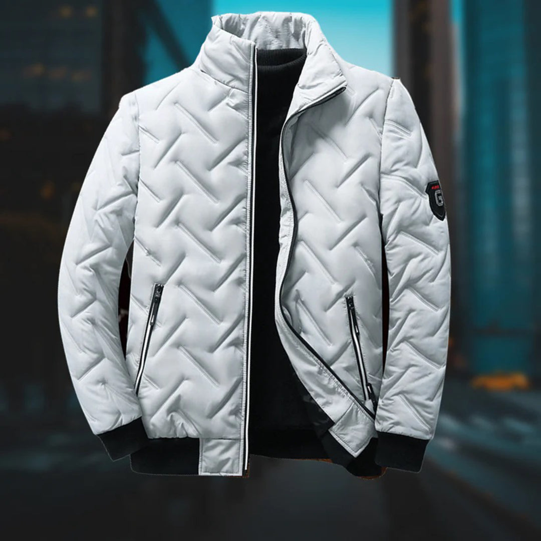 Roxanne | Jacket With Geometric Quilting and Stand Collar