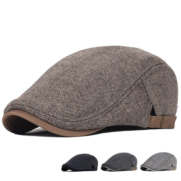 Imre - Herringbone Flat Cap Adjustable Newsboy Hat