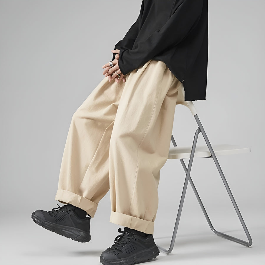 Paolino - Wide Leg Loose Fit Pleated Trousers