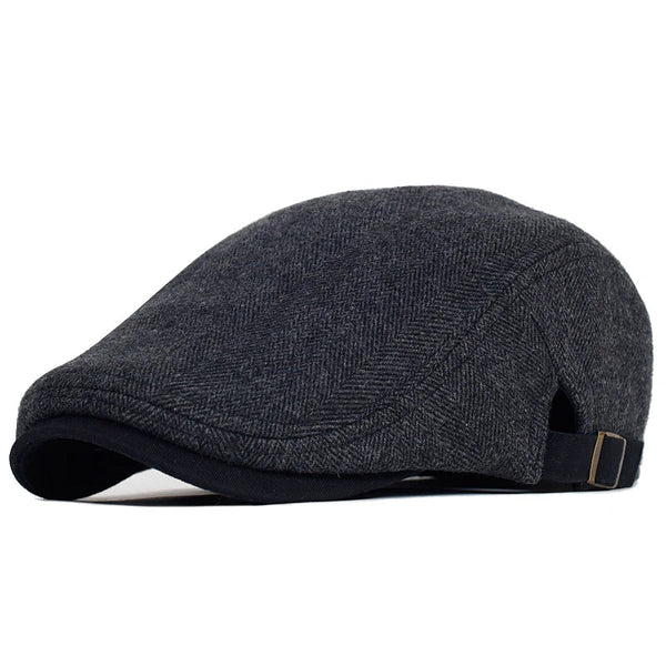 Imre - Herringbone Flat Cap Adjustable Newsboy Hat