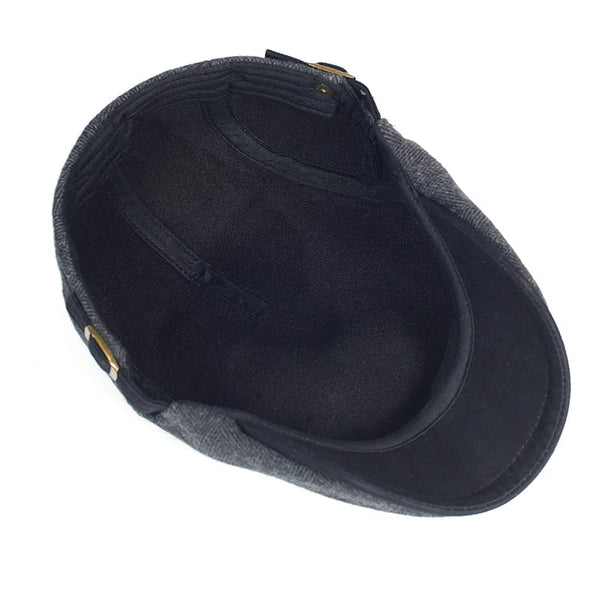 Imre - Herringbone Flat Cap Adjustable Newsboy Hat