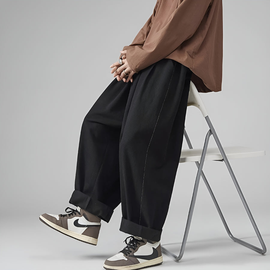 Paolino - Wide Leg Loose Fit Pleated Trousers