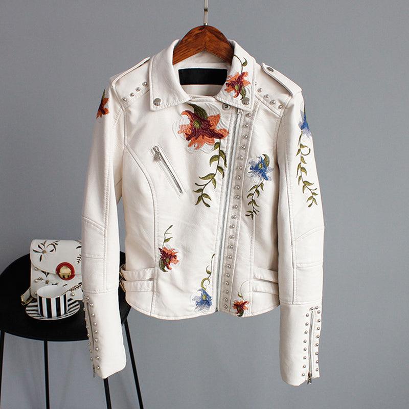 Kymber | Floral Embroidered Biker Jacket