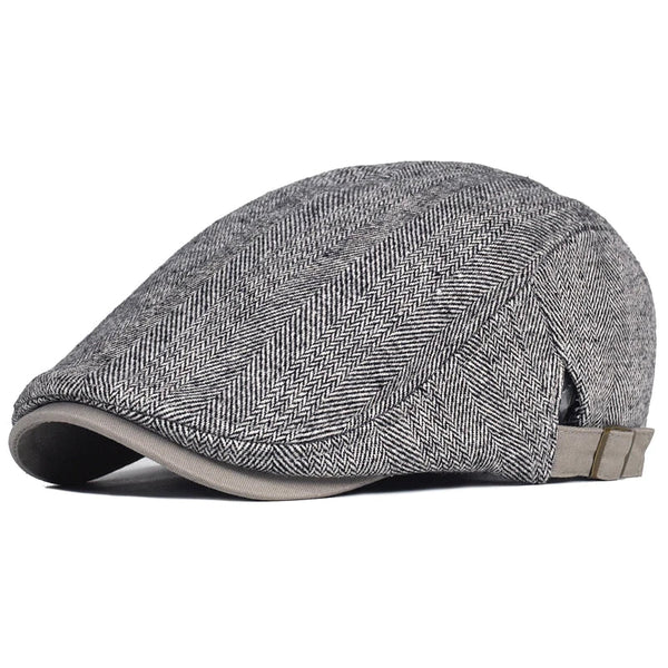 Imre - Herringbone Flat Cap Adjustable Newsboy Hat