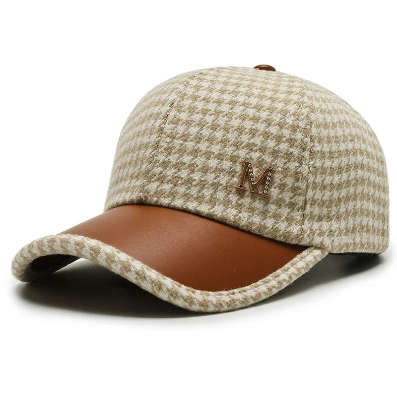 VelvetStep | Baseball Cap With Houndstooth Pattern and Buckle