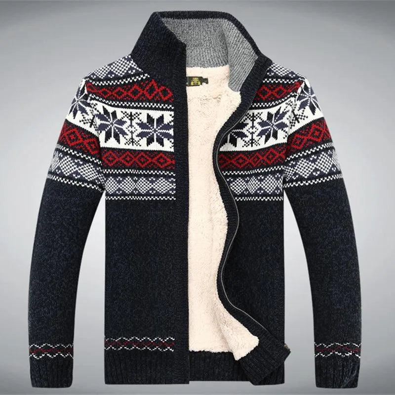 Norbert | Cardigan With Snowflake Pattern and Stand Collar