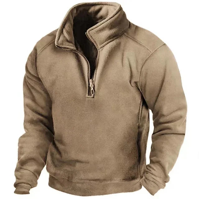 Osraaw | Fleece Pullover with Half Zip and High Collar