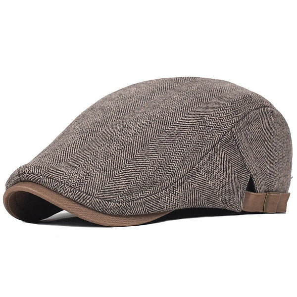 Imre - Herringbone Flat Cap Adjustable Newsboy Hat