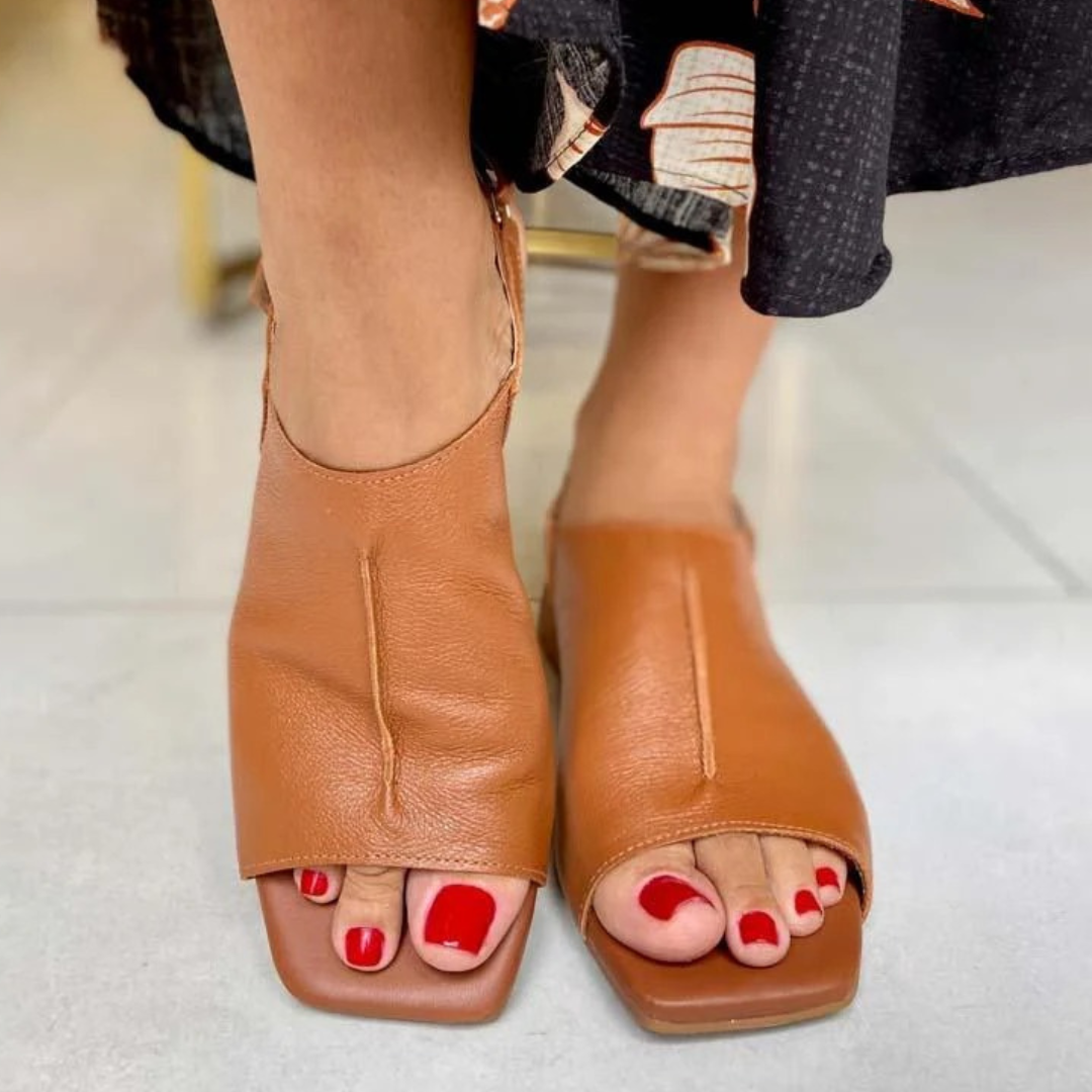Ksusha | Peep Toe Slingback Block Heel Sandals