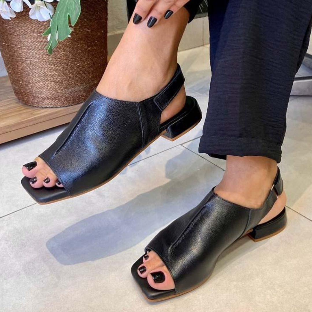Ksusha | Peep Toe Slingback Block Heel Sandals