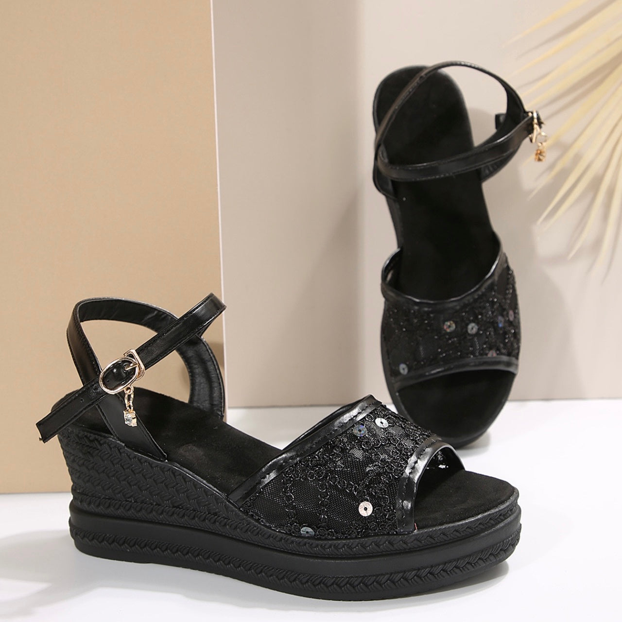 Cara | Wedge Sandals With Lace Strap