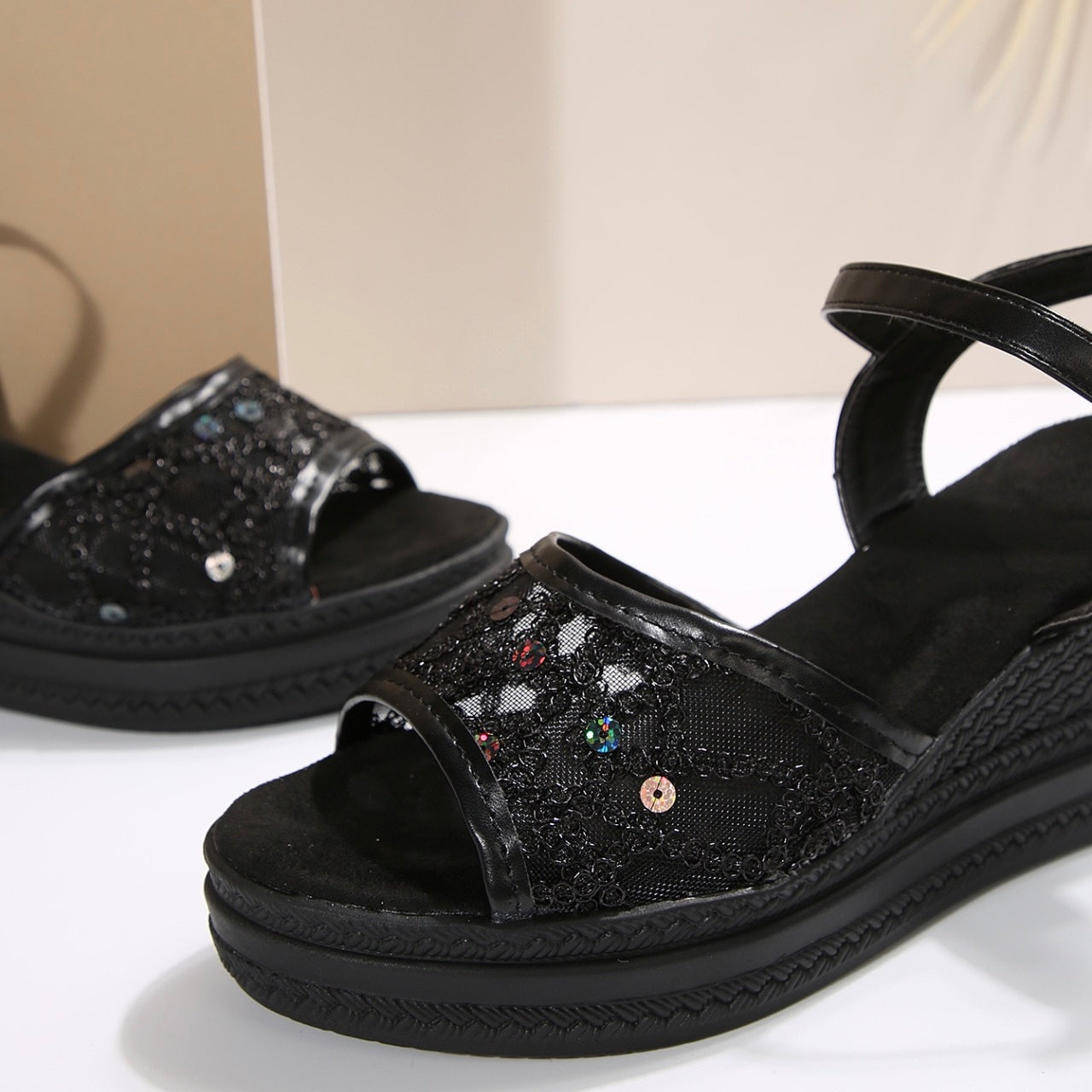 Cara | Wedge Sandals With Lace Strap