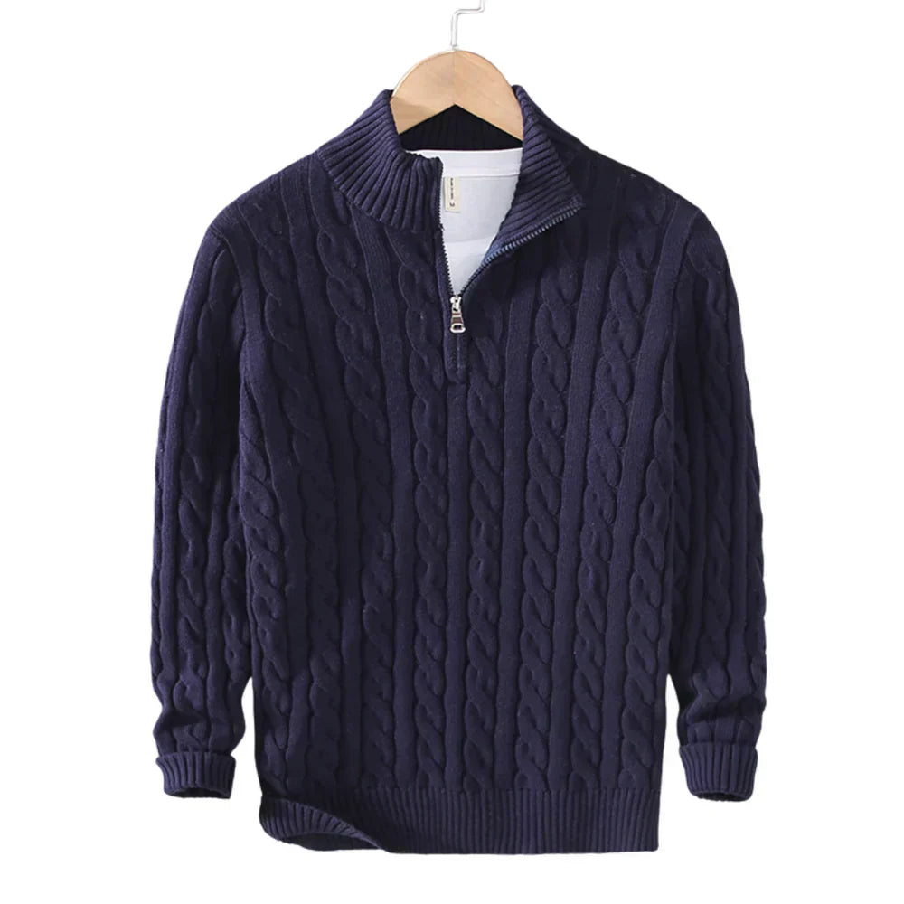 Billings | Half Zip Cable Knit Sweater