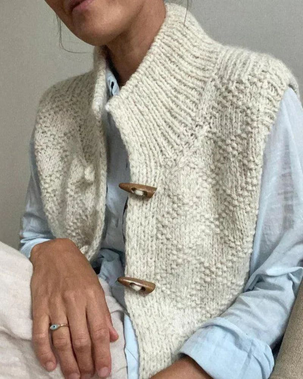 Eliane | Sleeveless Knitted Cardigan with Toggle Fastenings