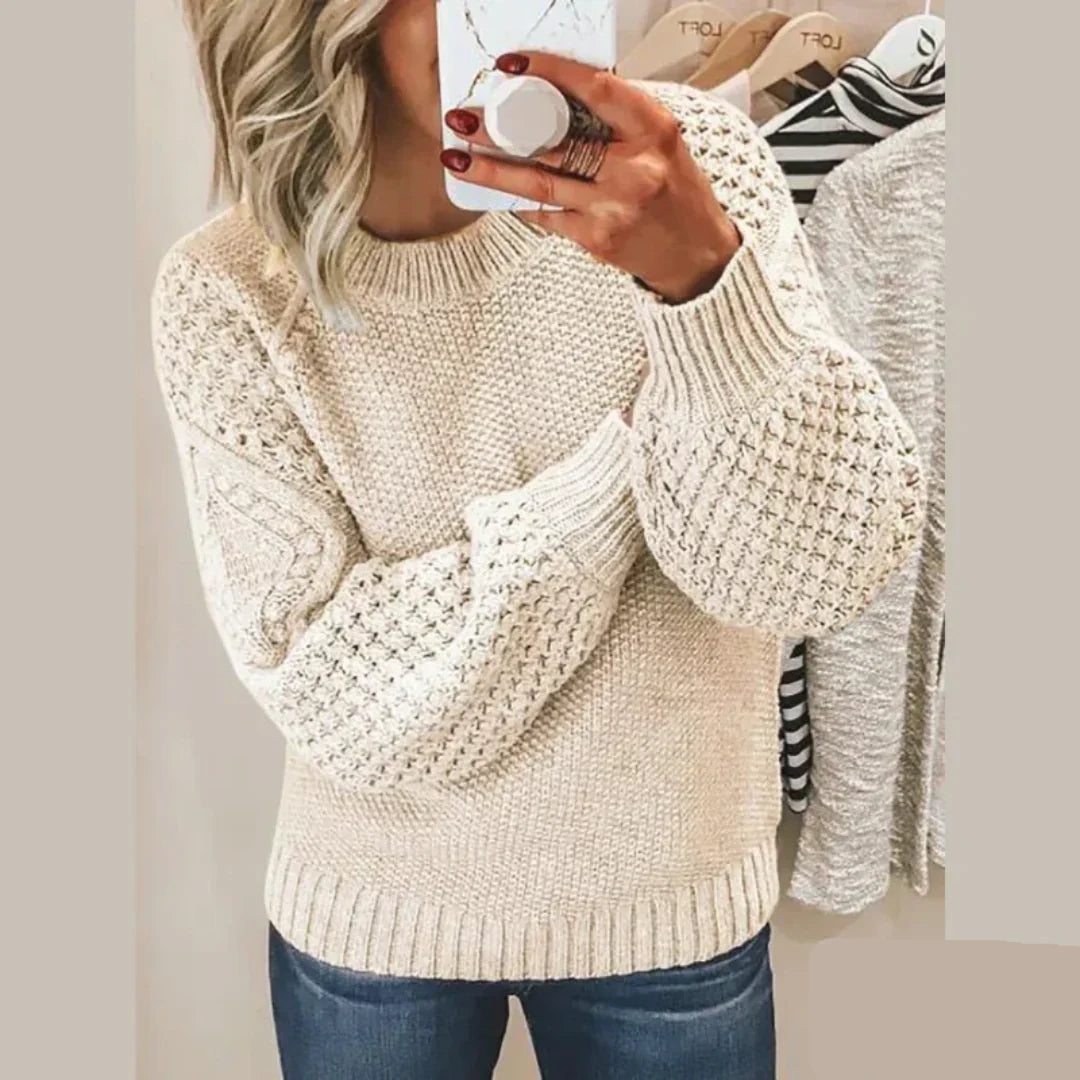 Kirti | Crew Neck Textured Knit Sweater