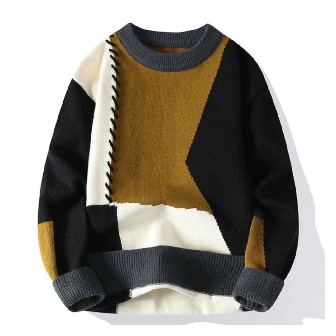 Fridolin | Sweater With Color Block Patchwork Pattern