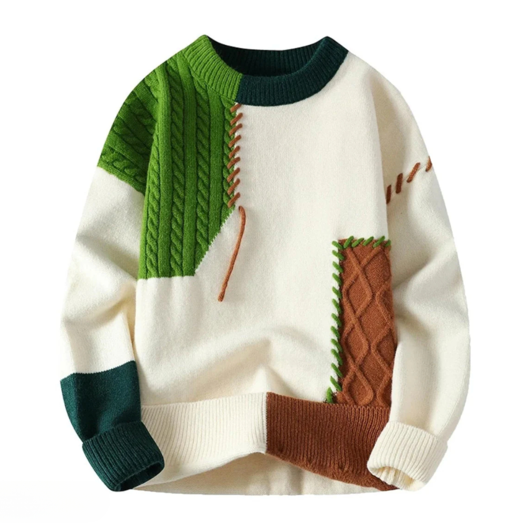 Fridolin | Sweater With Color Block Patchwork Pattern