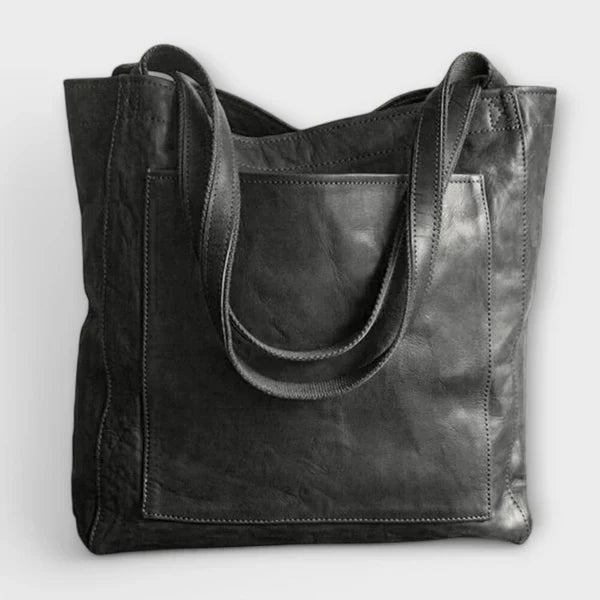 Patty | Large Faux Leather Tote Bag With Pocket