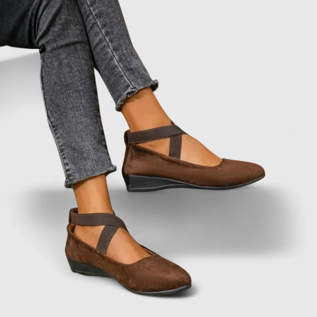 Dalida | Cross Strap Wedge Flats