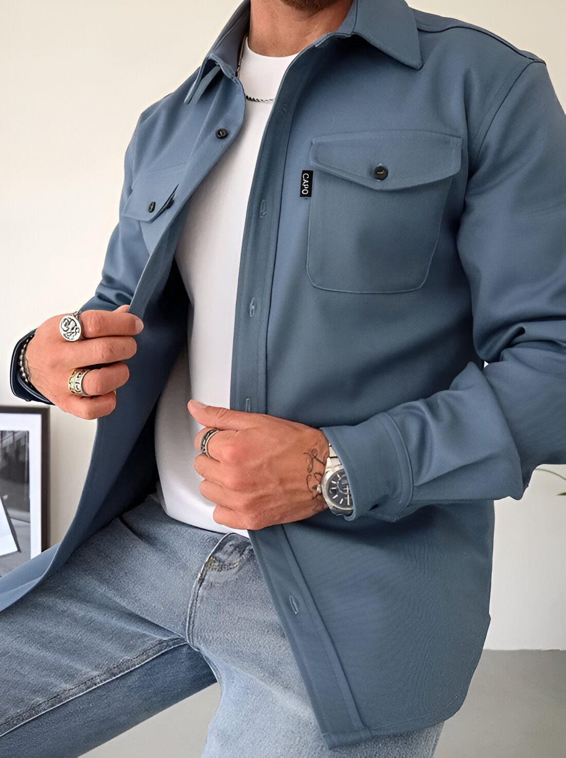 Benton | Utility Overshirt with Flap Chest Pockets