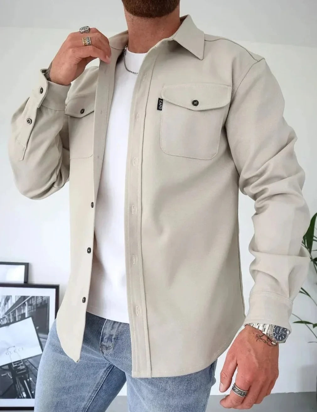 Benton | Utility Overshirt with Flap Chest Pockets