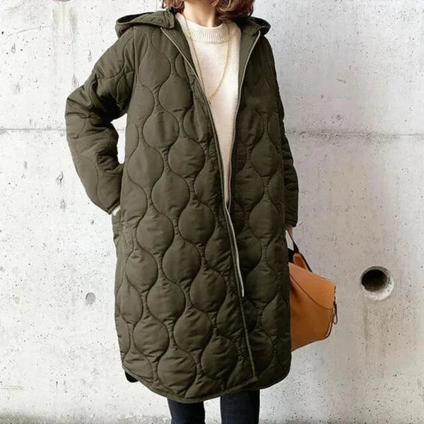 Rina | Hooded Quilted Longline Parka Coat