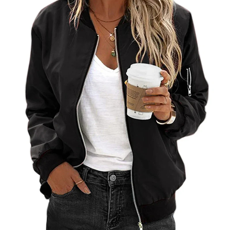 Liliinida | Long Sleeve Bomber Jacket with Zipper