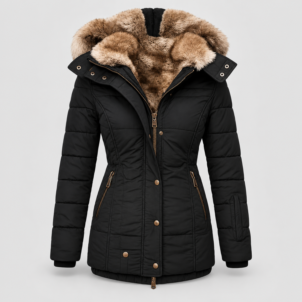 Maristella | Jacket With Quilting and Fur-Look Trimmed Hood