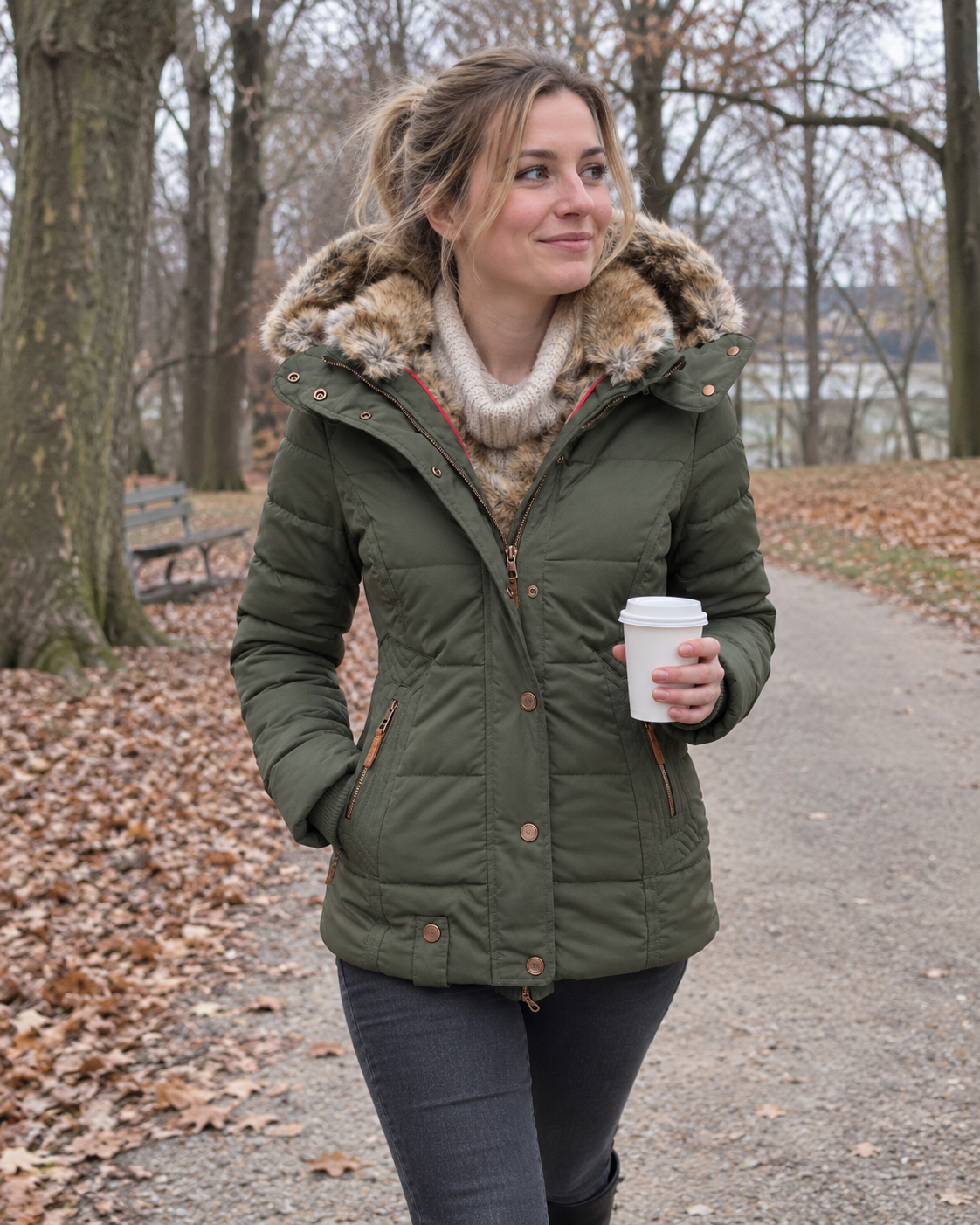 Maristella | Jacket With Quilting and Fur-Look Trimmed Hood