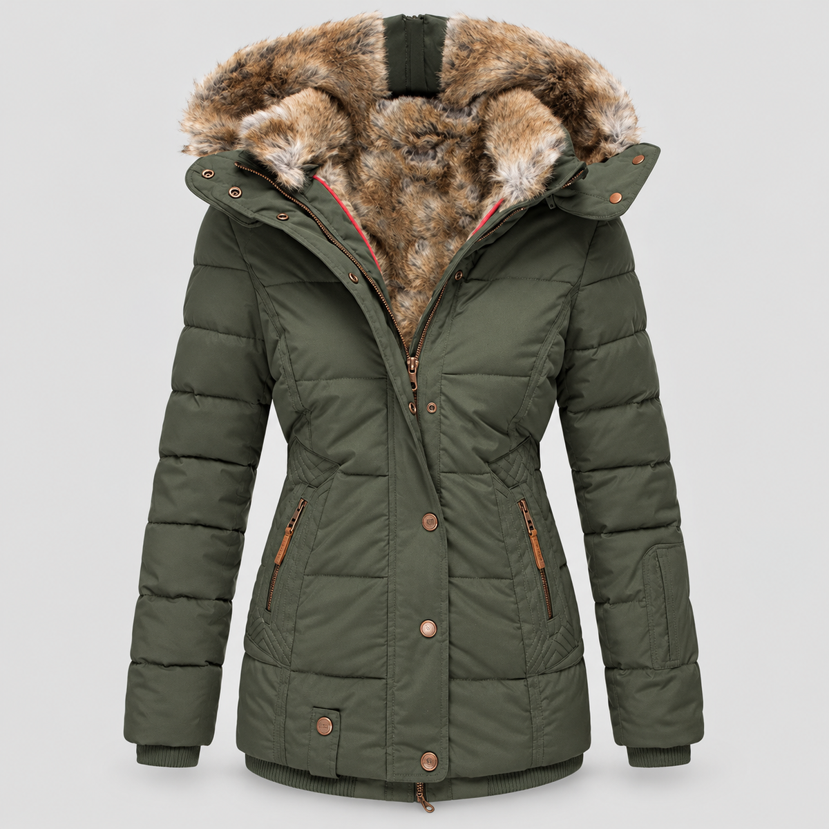 Maristella | Jacket With Quilting and Fur-Look Trimmed Hood