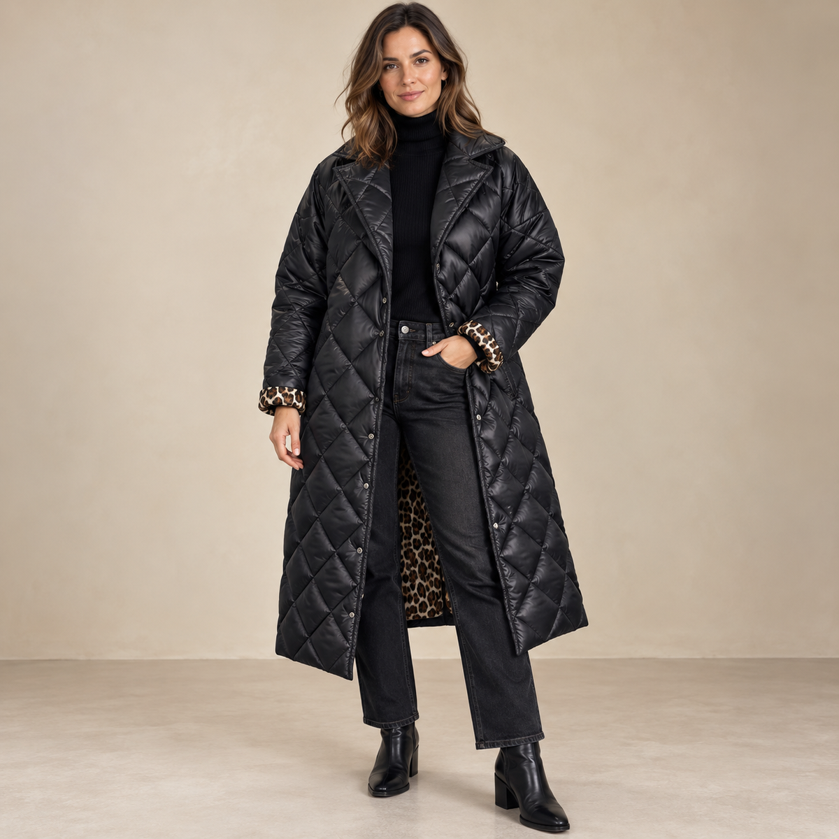 Crocifissa | Coat With Diamond Quilting and Notched Collar
