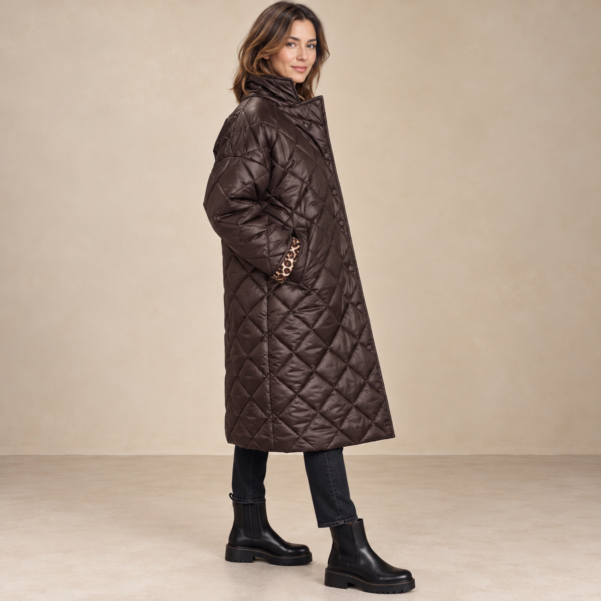 Crocifissa | Coat With Diamond Quilting and Notched Collar