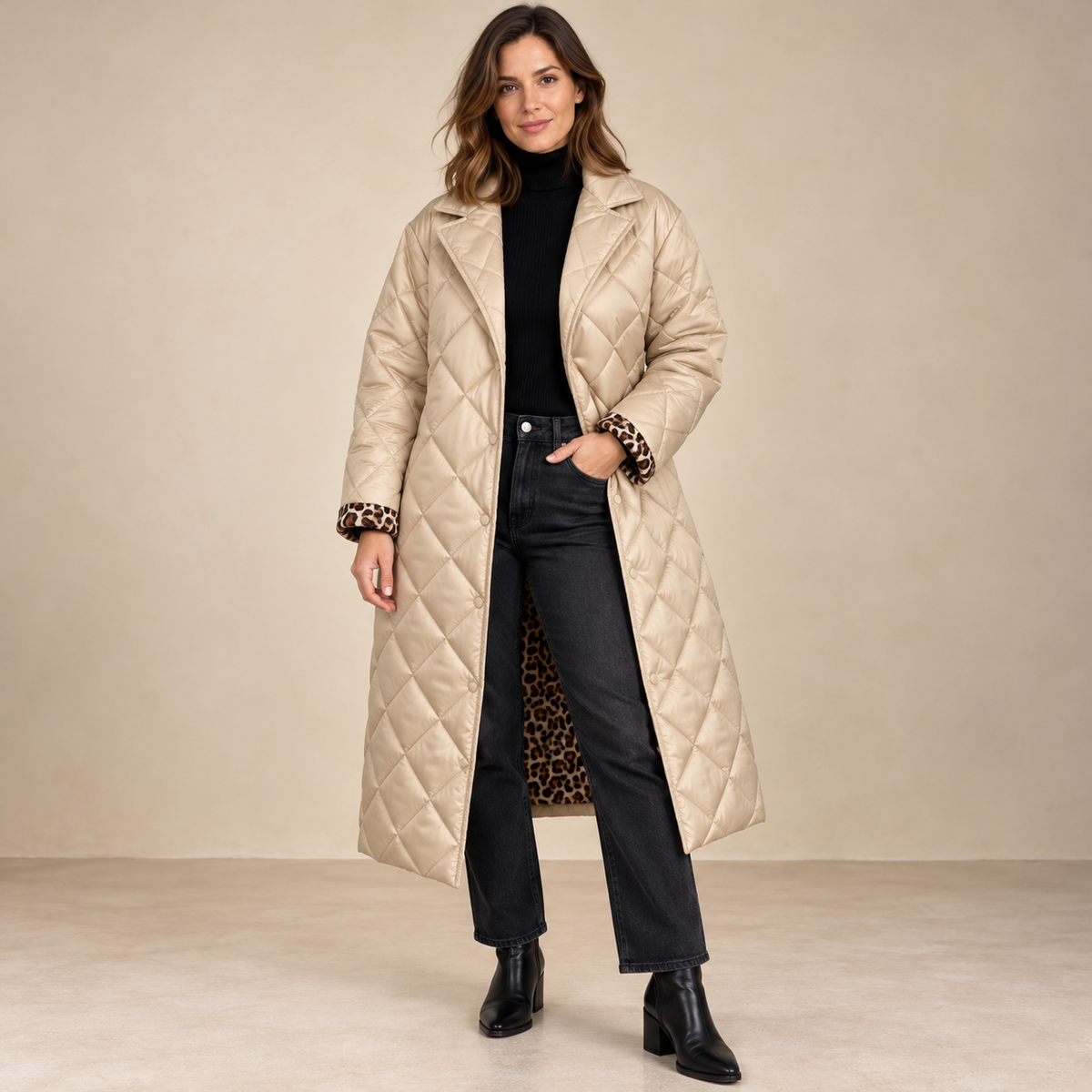 Crocifissa | Coat With Diamond Quilting and Notched Collar