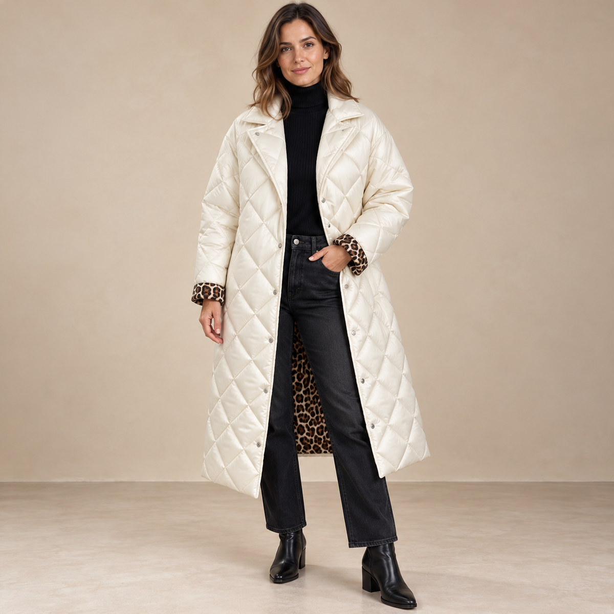 Crocifissa | Coat With Diamond Quilting and Notched Collar
