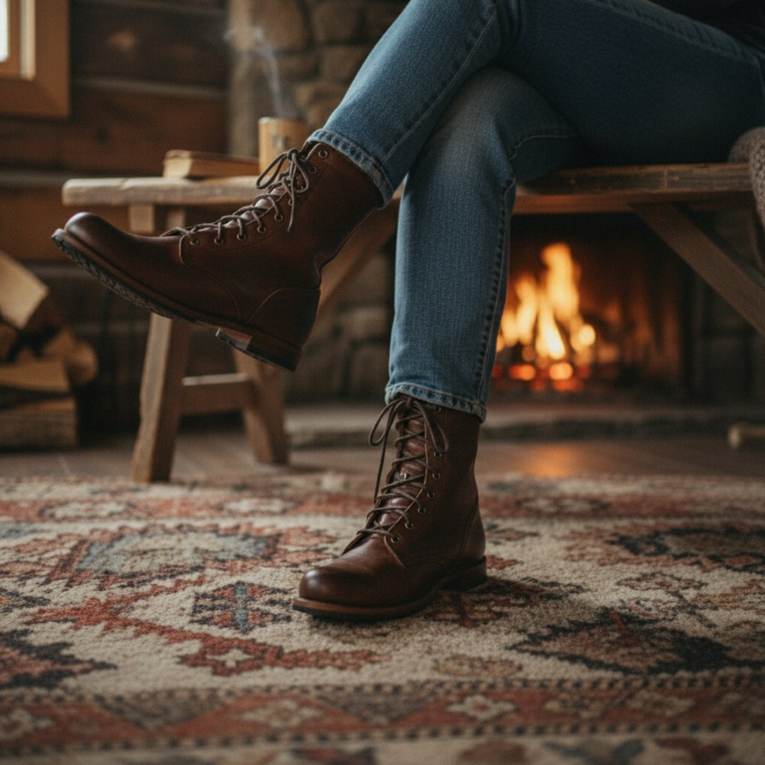 Leon | Boots with Front Laces and Rounded Toe